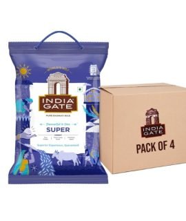 Indiagate Super Basmati Rice 5Kg + 20% Extra (6Kg) (Pack of 4)