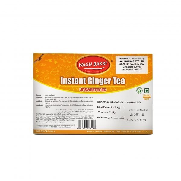Wagh Bakri Instant Ginger Tea 2 in 1 (Unsweetened) 140g - Image 2
